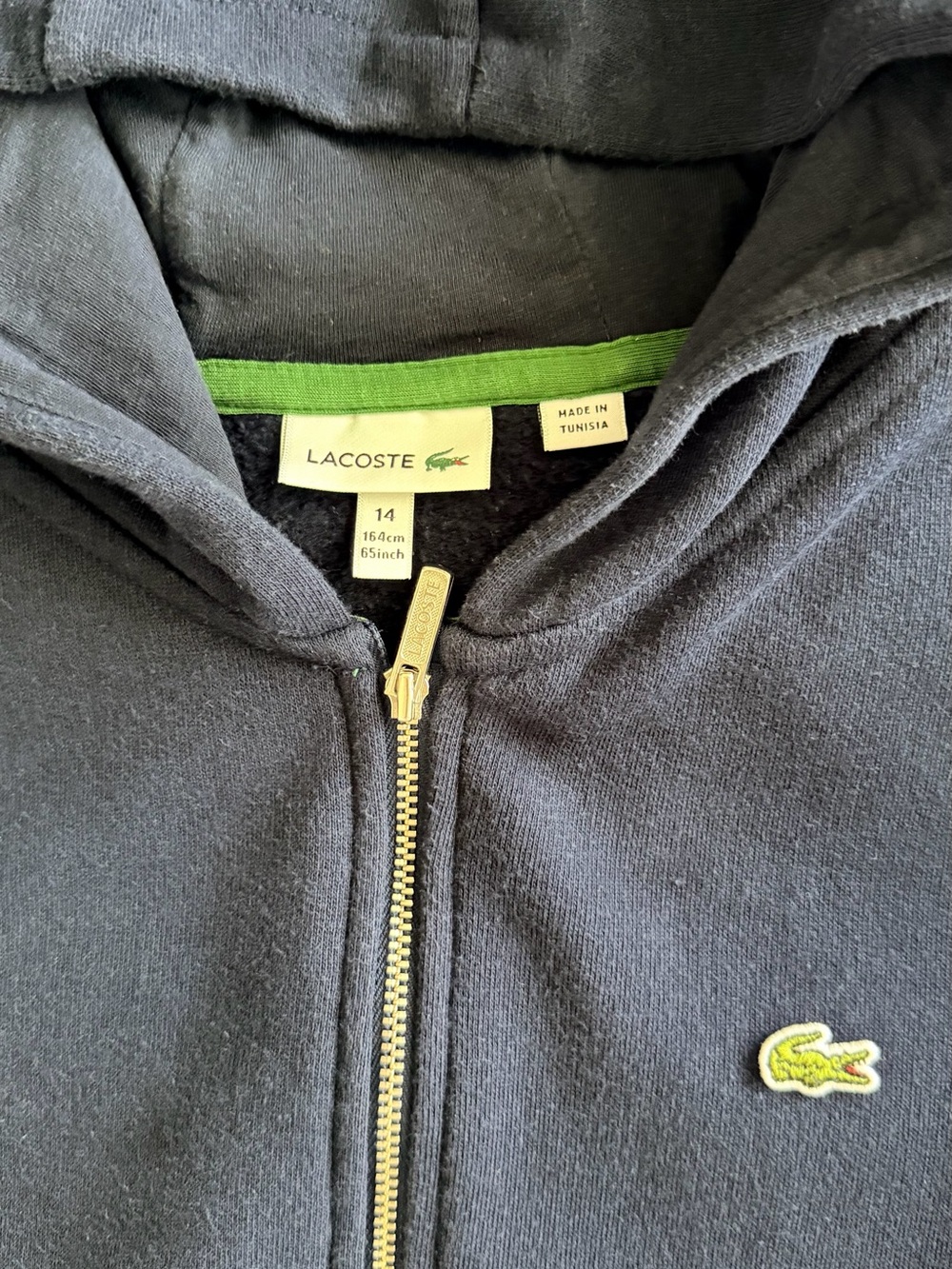 Lacoste Kids' Navy Fleece Zip-Up Hoodie 14y